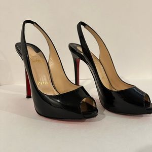 Christian Louboutin Flo slingback black patent leather. Size 36.5